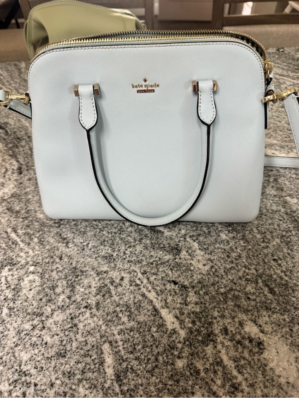 kate spade Light Blue Dome Satchel with Gold Hardware